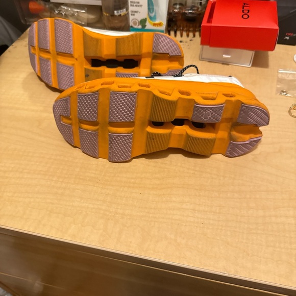 On Running Athletic Shoes in White and Orange - Picture 3 of 6